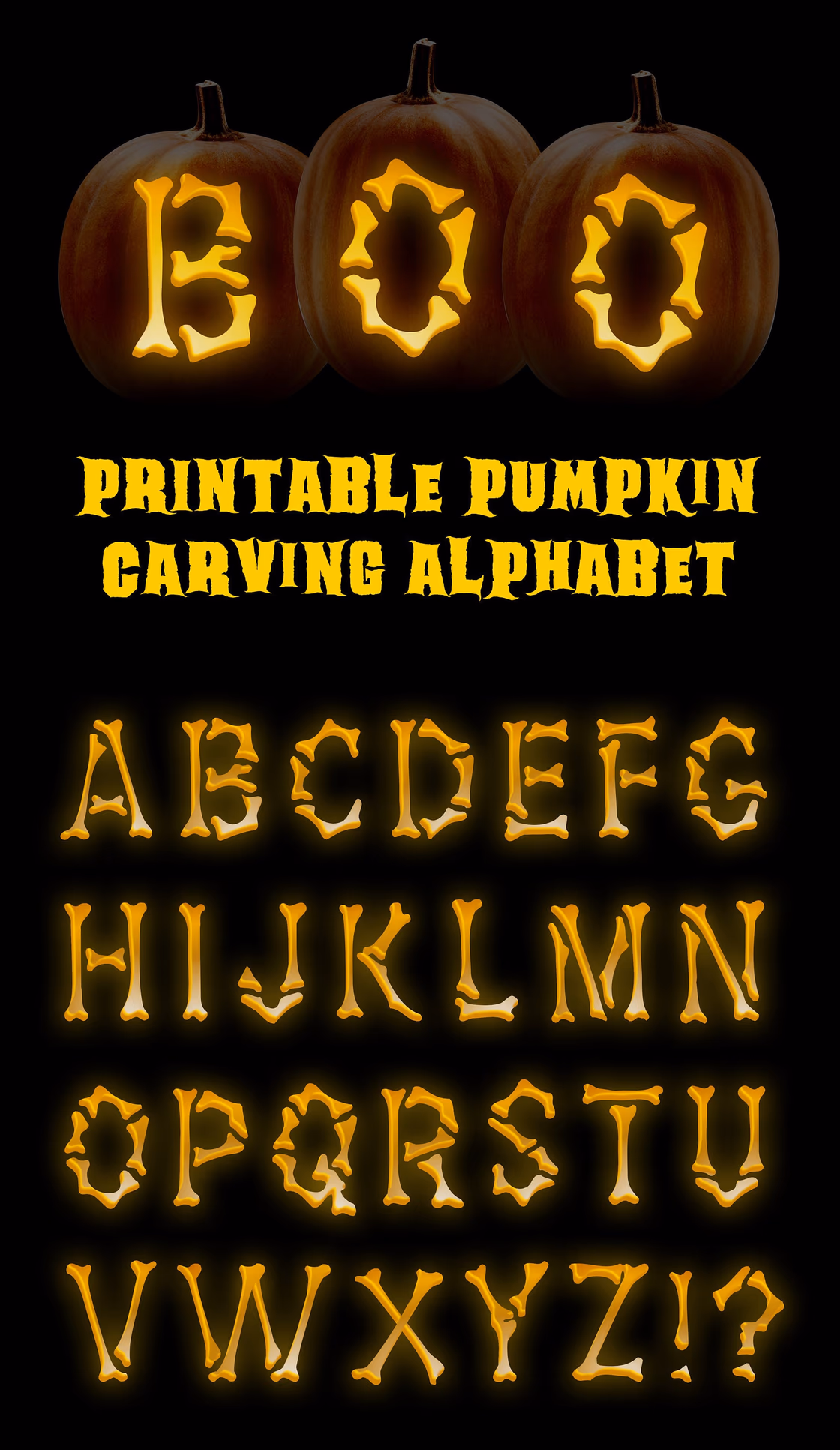 Alphabet pumpkin carving stencil
