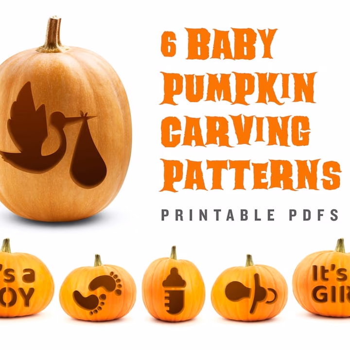 Baby Announcement pumpkin carving stencil