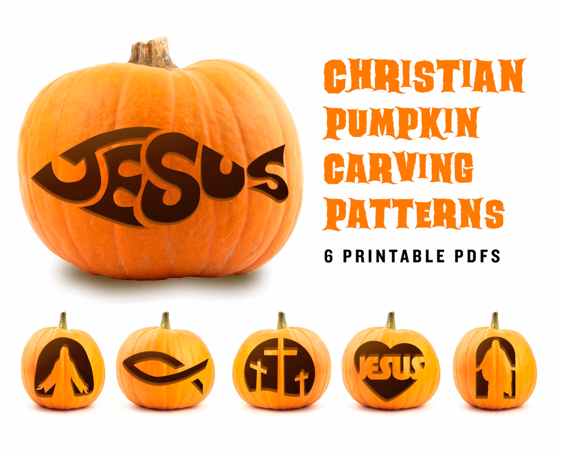 Christian pumpkin carving stencil, view 6