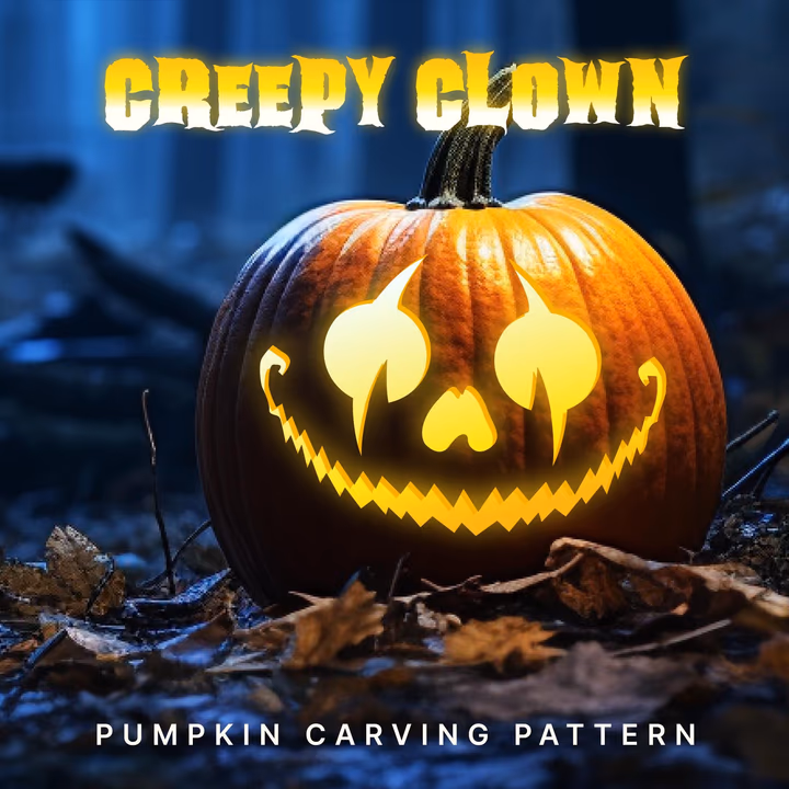 Creepy Clown pumpkin carving stencil