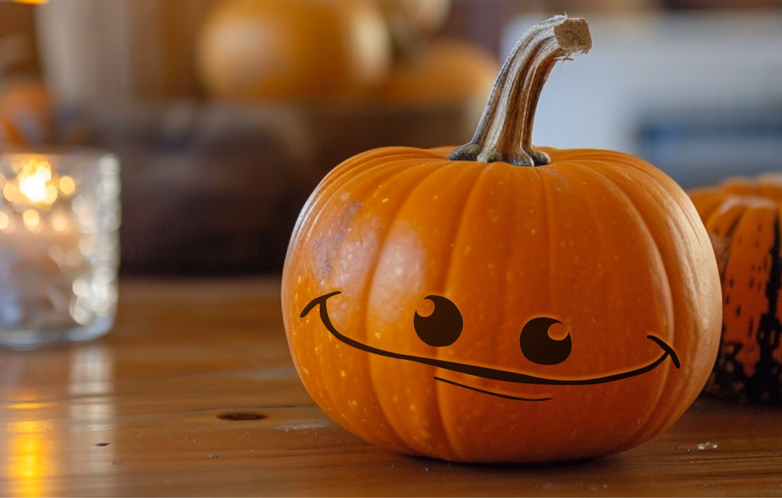Cute pumpkin carving stencil, view 2