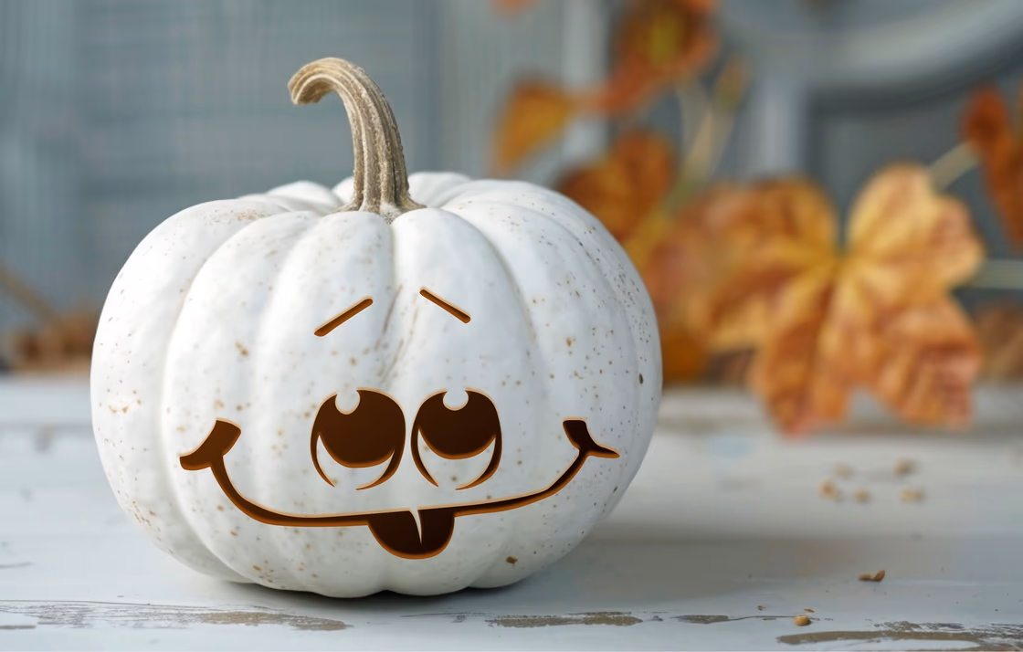 Cute pumpkin carving stencil, view 3