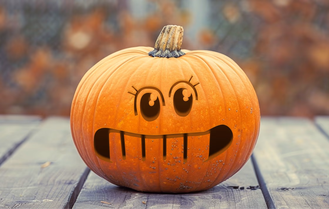 Cute pumpkin carving stencil, view 4