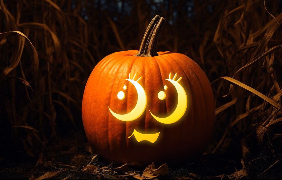 Cute pumpkin carving stencil, view 5