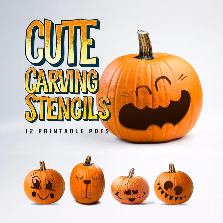 Cute pumpkin carving stencil