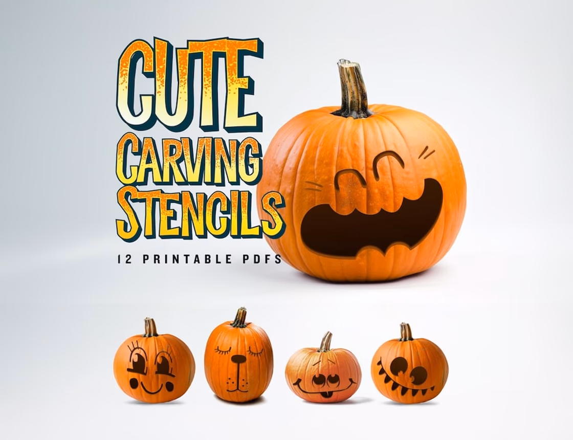 Cute pumpkin carving stencil