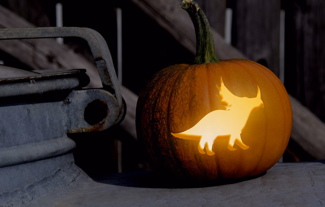 Dinosaur pumpkin carving stencil, view 5
