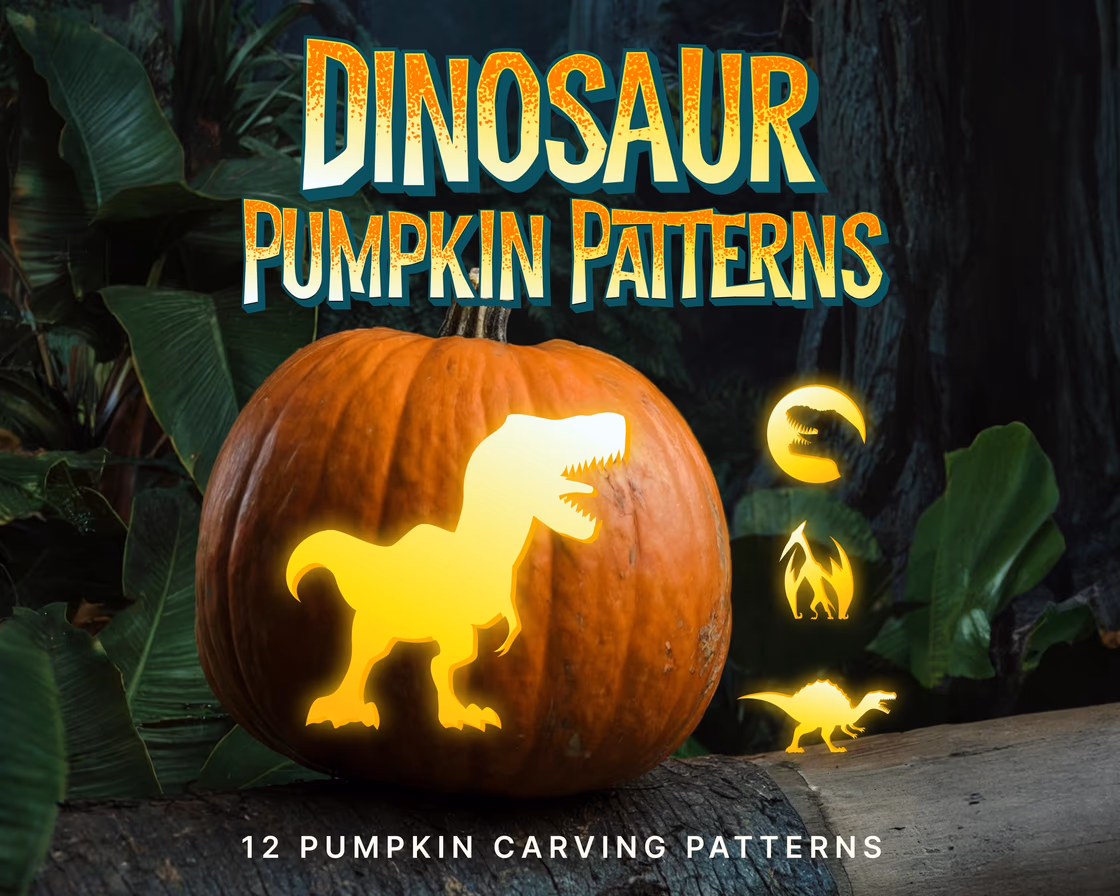 Dinosaur pumpkin carving stencil