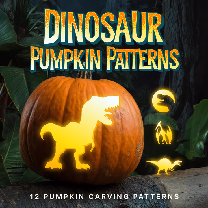 Dinosaur pumpkin carving stencil