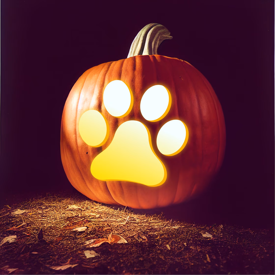 Dog pumpkin carving stencil, view 2
