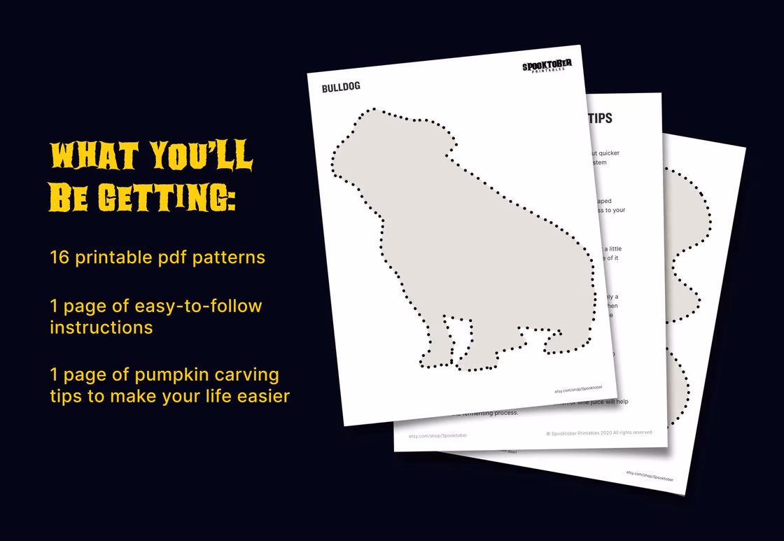 Dog pumpkin carving stencil, view 5