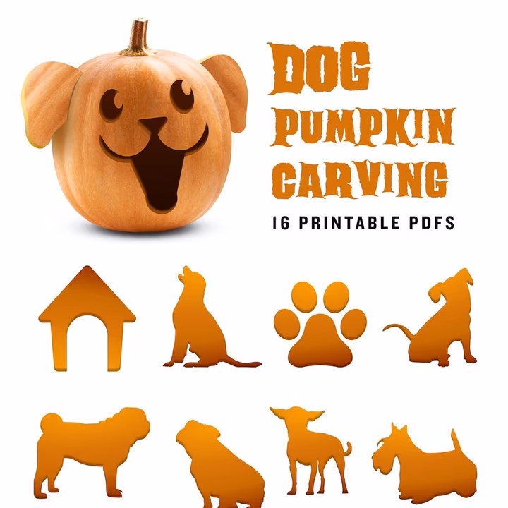 Dog pumpkin carving stencil