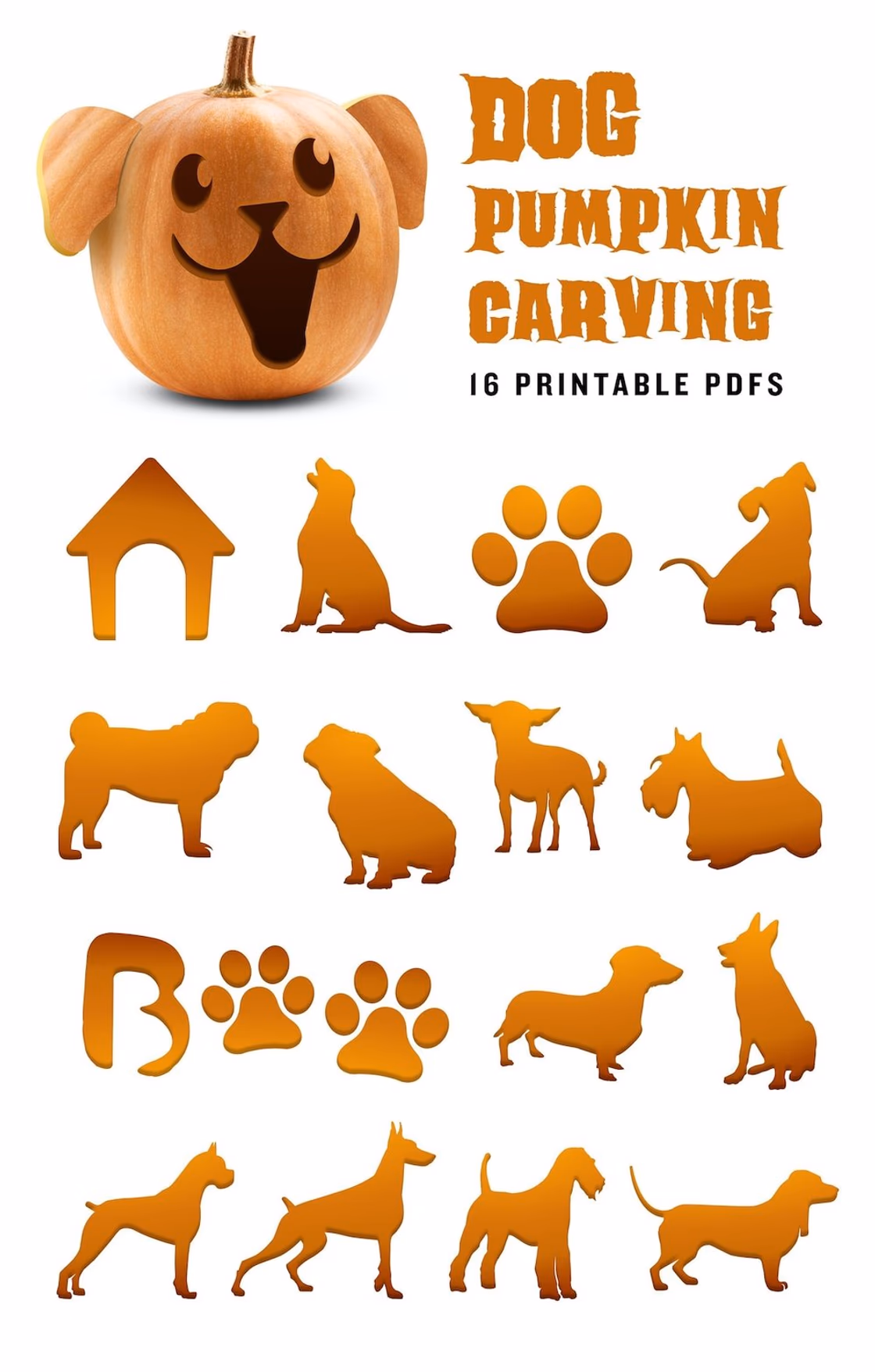 Dog pumpkin carving stencil