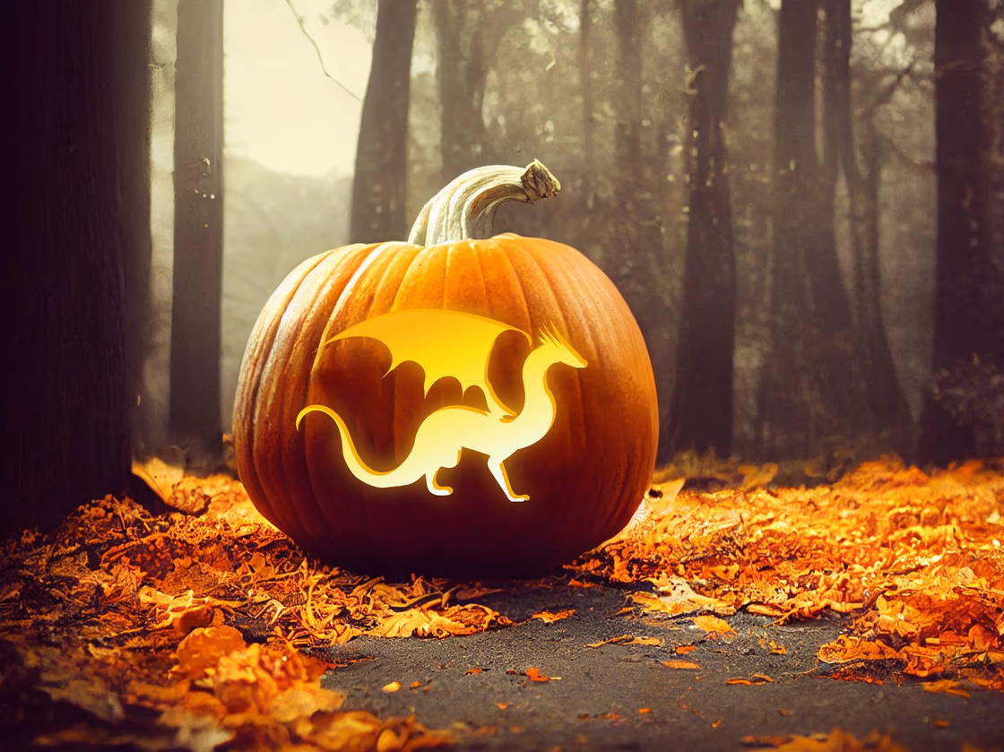 Dragon pumpkin carving stencil, view 4