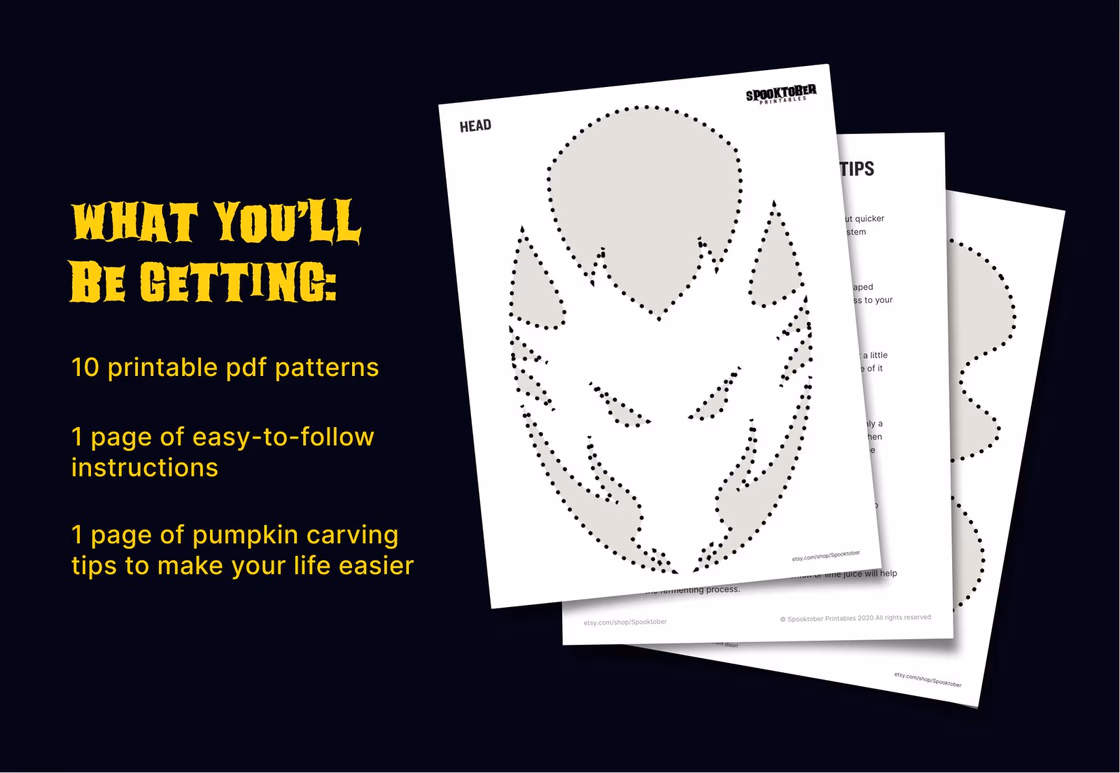 Dragon pumpkin carving stencil, view 5