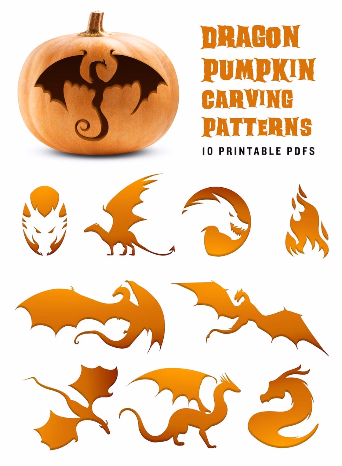 Dragon pumpkin carving stencil