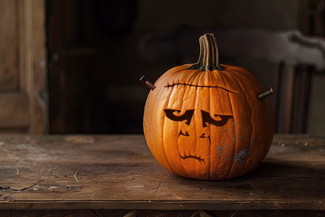 Frankenstein pumpkin carving stencil, view 6