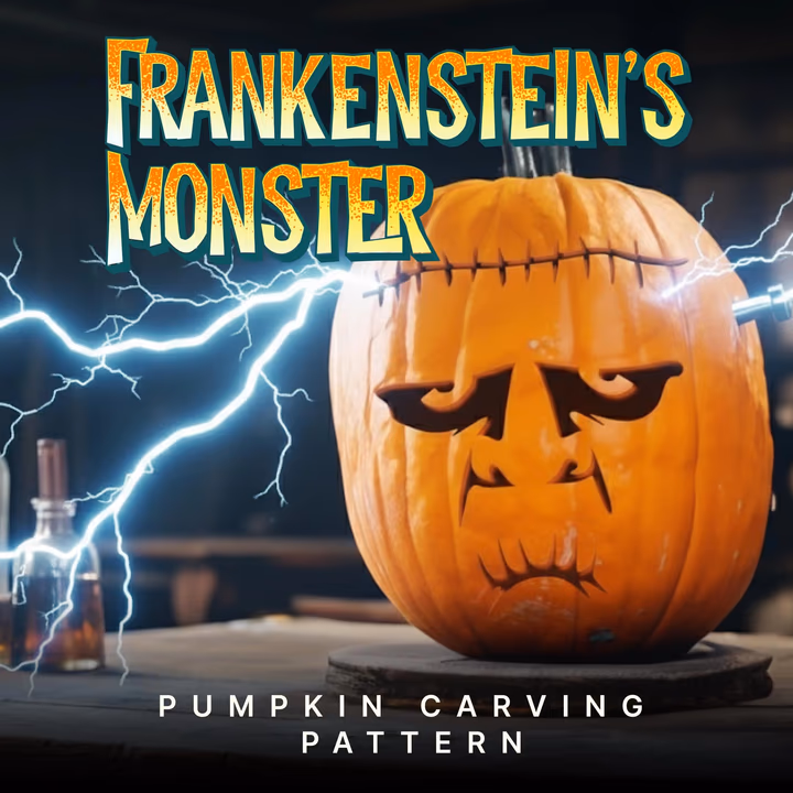 Frankenstein pumpkin carving stencil