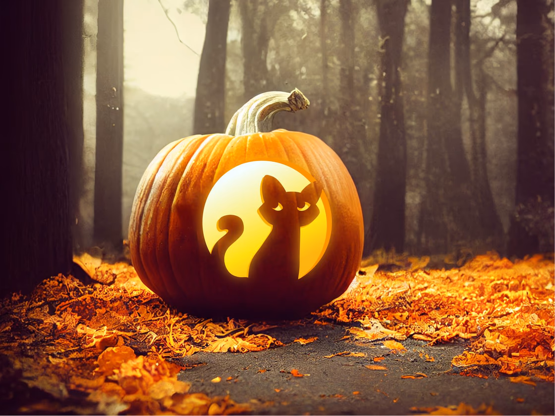 Halloween Cat pumpkin carving stencil, view 4
