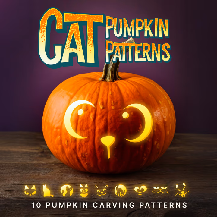 Halloween Cat pumpkin carving stencil