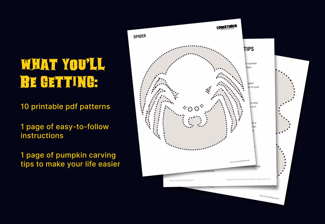 Halloween Monster pumpkin carving stencil, view 5