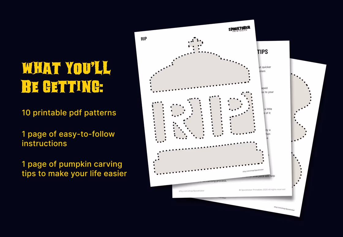 Halloween Word pumpkin carving stencil, view 3