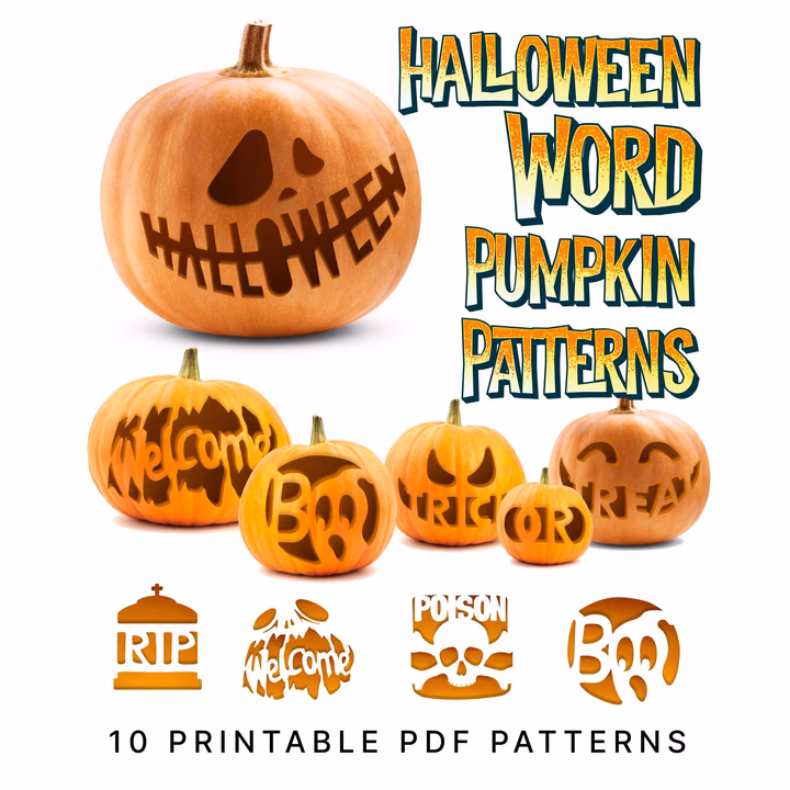 Halloween Word pumpkin carving stencil