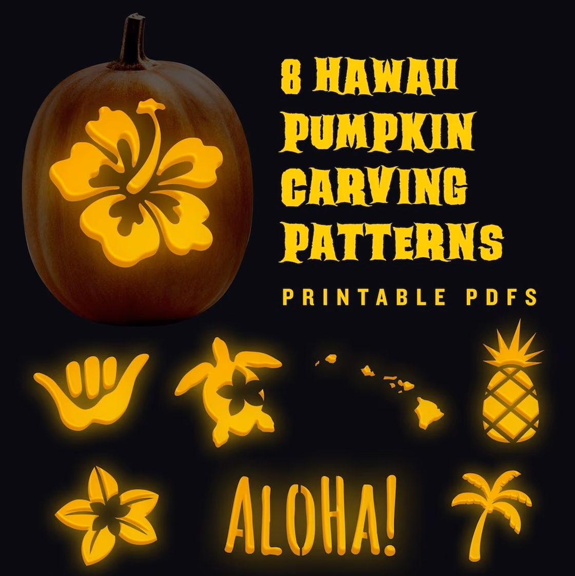 Hawaiian pumpkin carving stencil