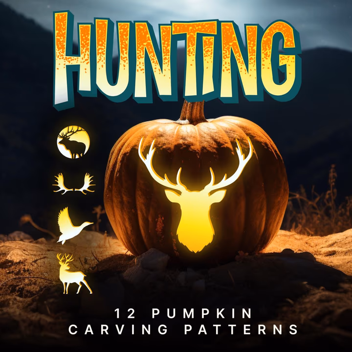 Hunting pumpkin carving stencil