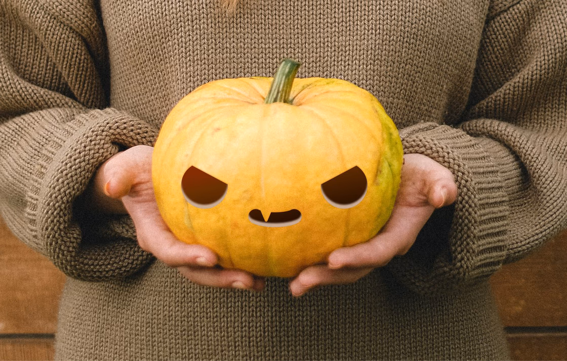 Kawaii pumpkin carving stencil, view 6