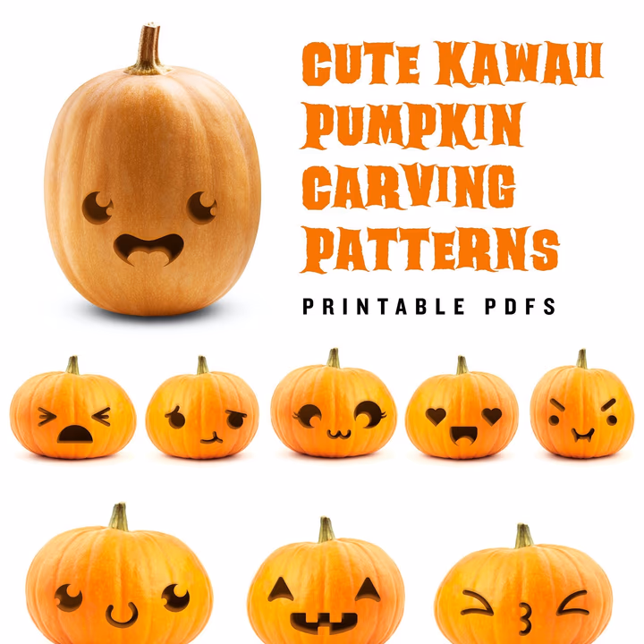 Kawaii pumpkin carving stencil