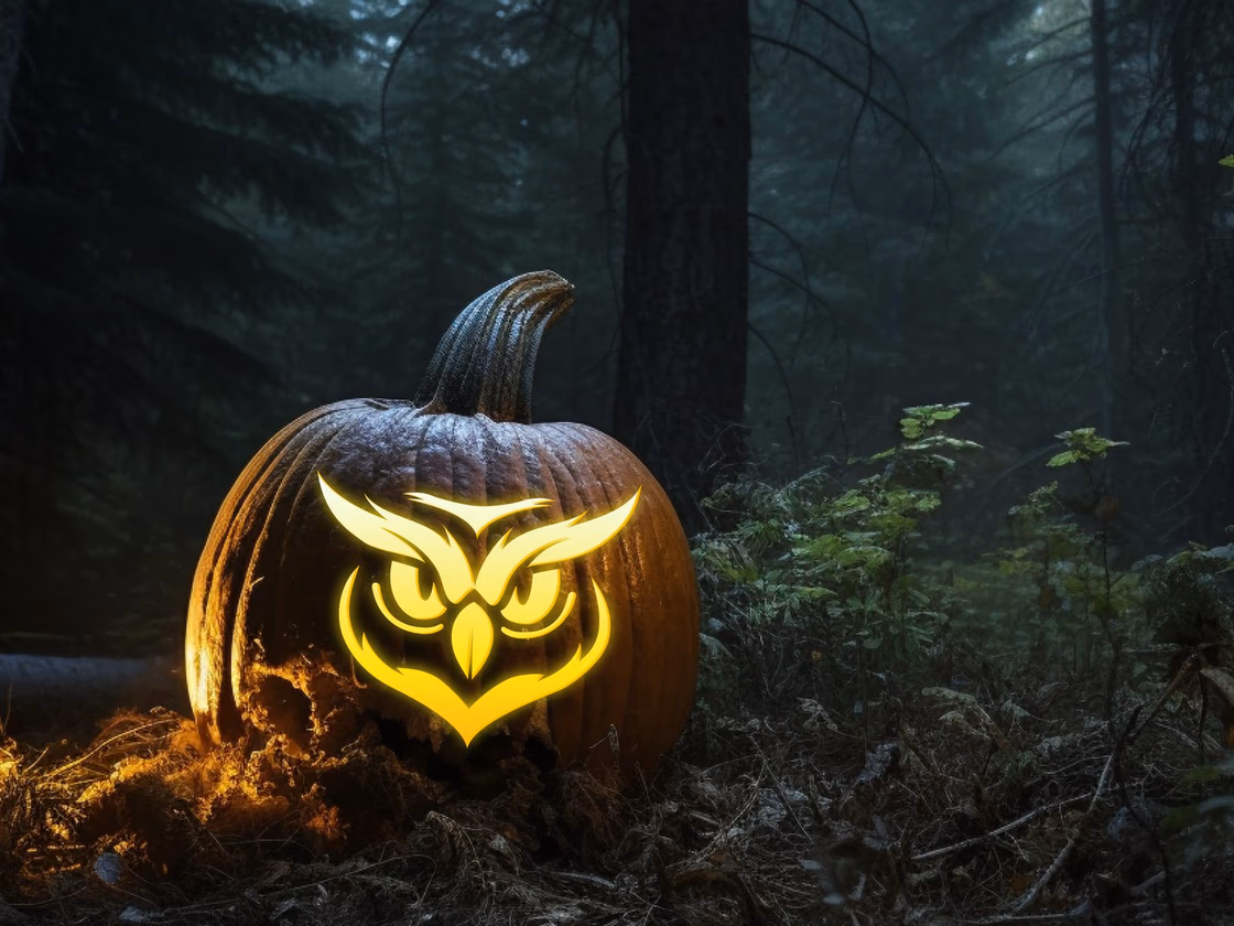Owl pumpkin carving stencil, view 2