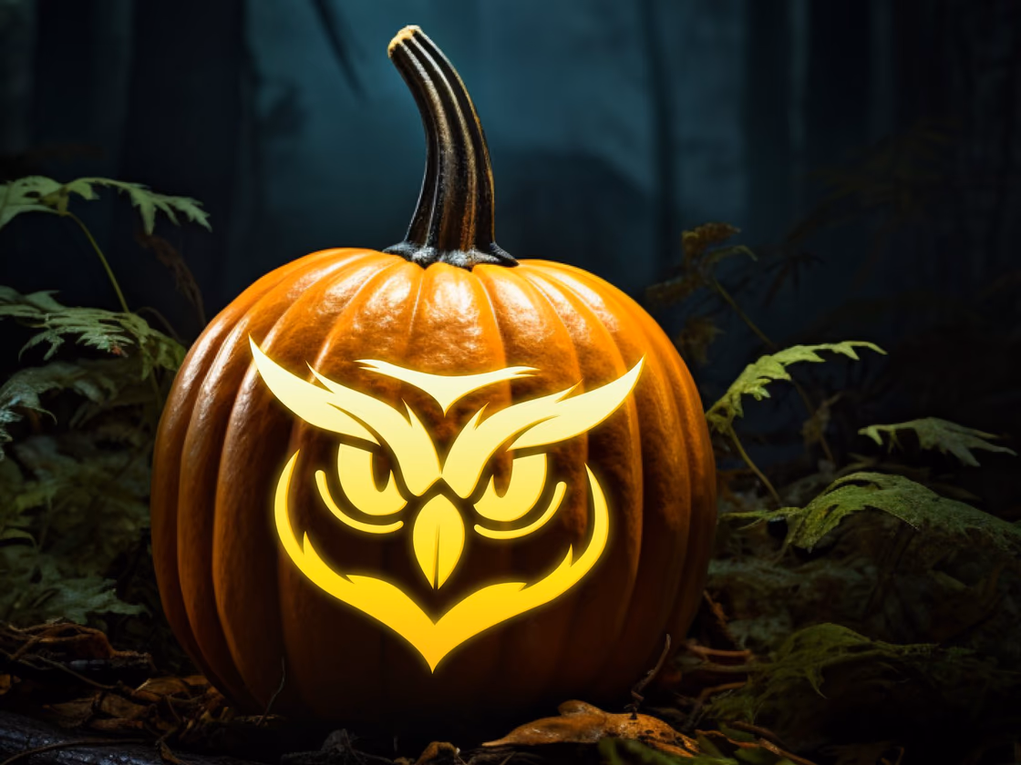 Owl pumpkin carving stencil, view 4