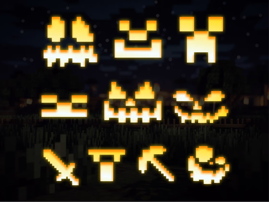 Pixel Gamer pumpkin carving stencil, view 5