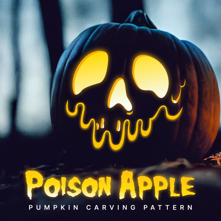 Poison Apple pumpkin carving stencil