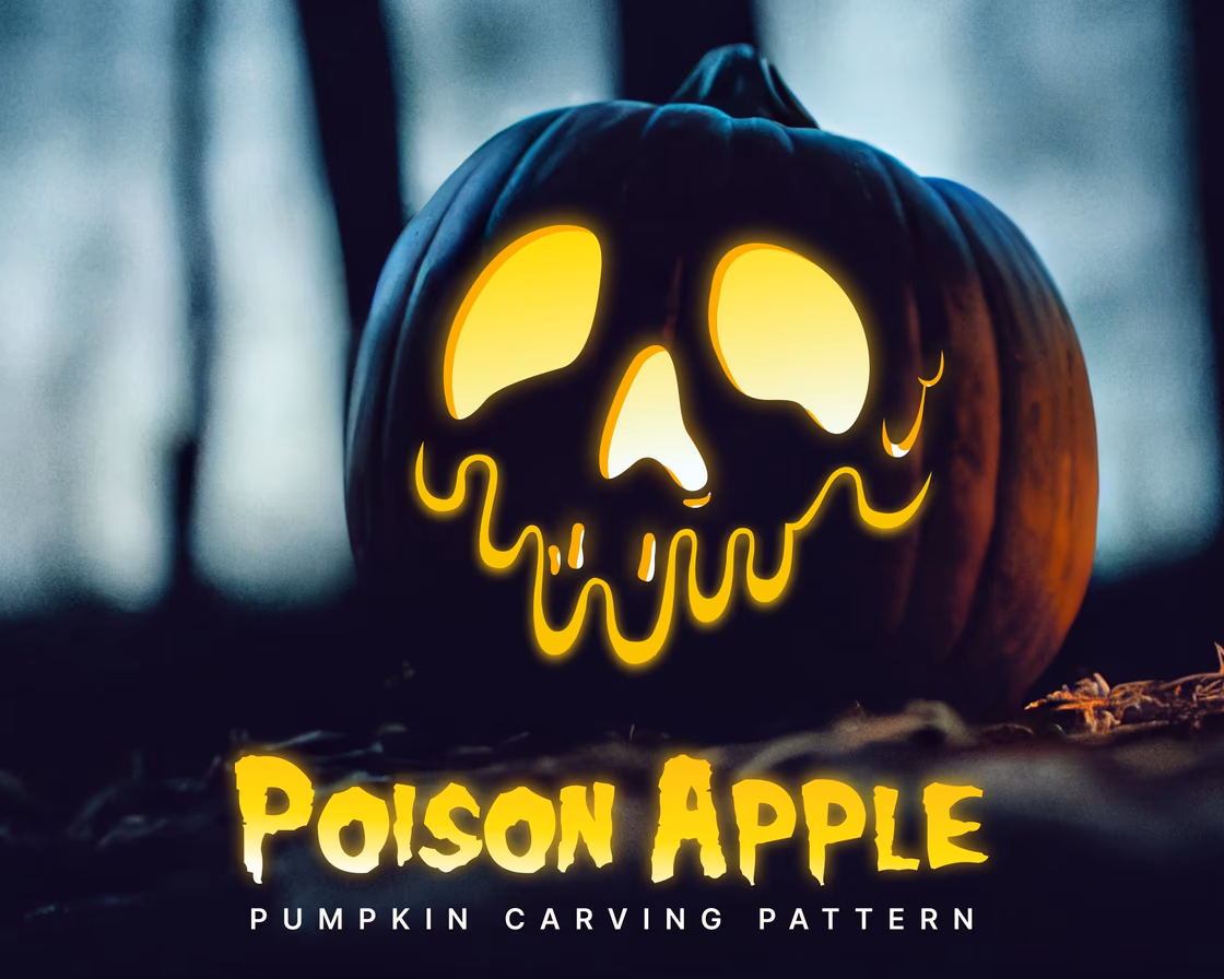 Poison Apple pumpkin carving stencil