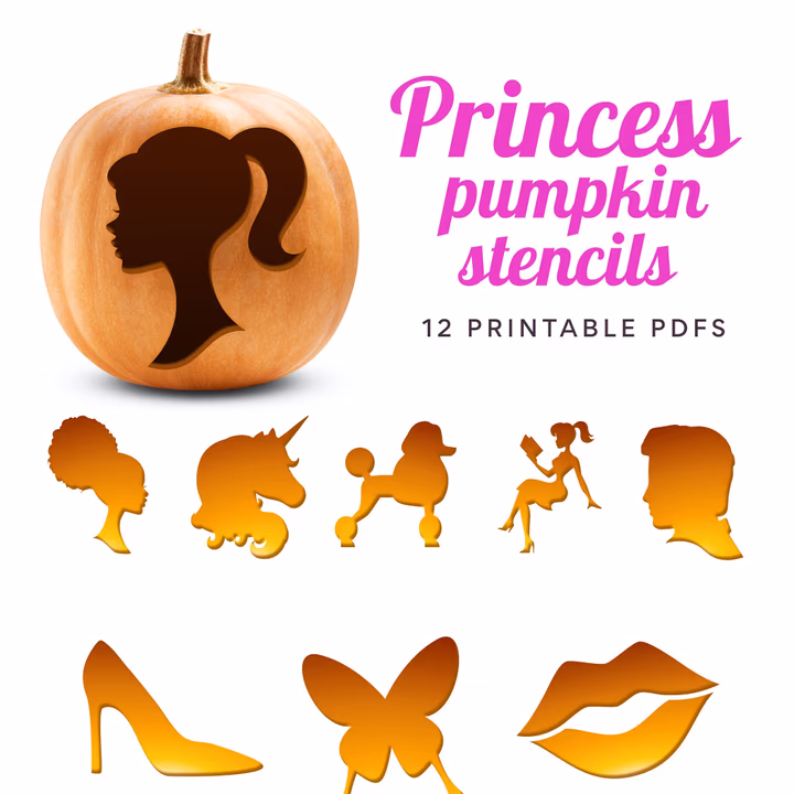 Princess pumpkin carving stencil