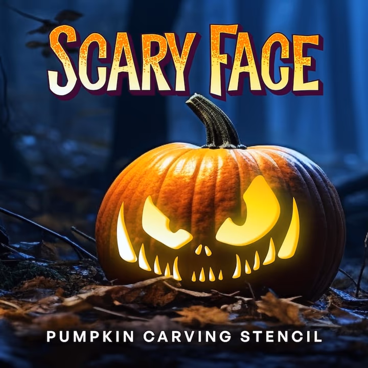 Scary Face pumpkin carving stencil