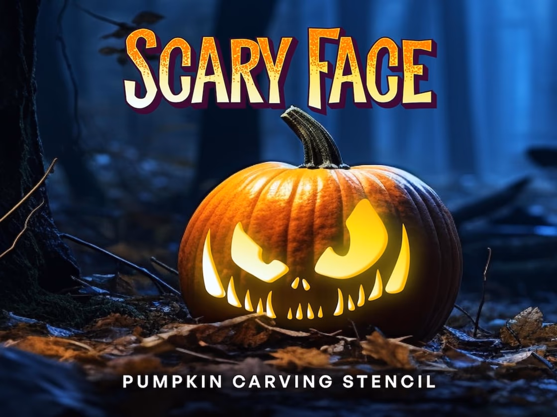 Scary Face pumpkin carving stencil