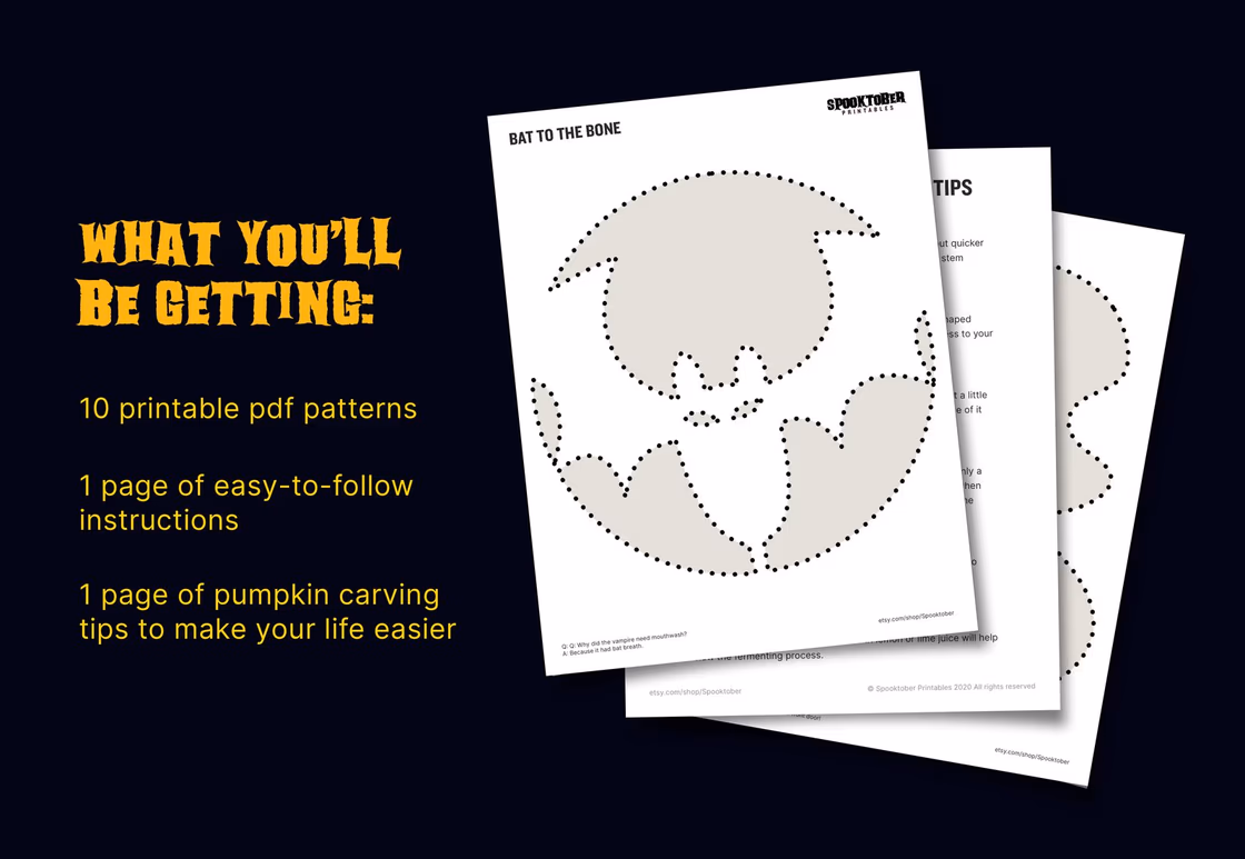 Simple pumpkin carving stencil, view 3