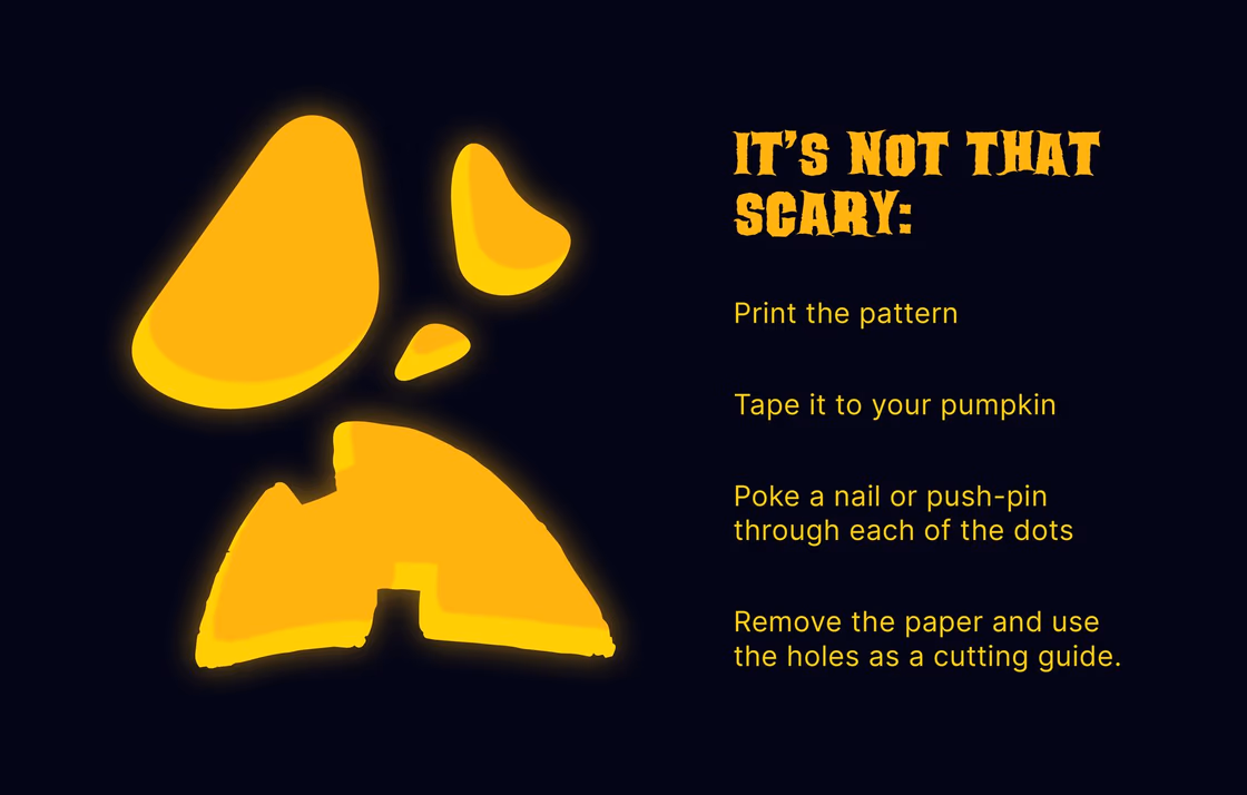 Simple pumpkin carving stencil, view 4