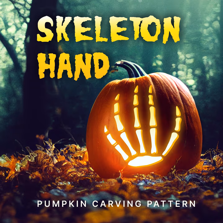 Skeleton Hand pumpkin carving stencil