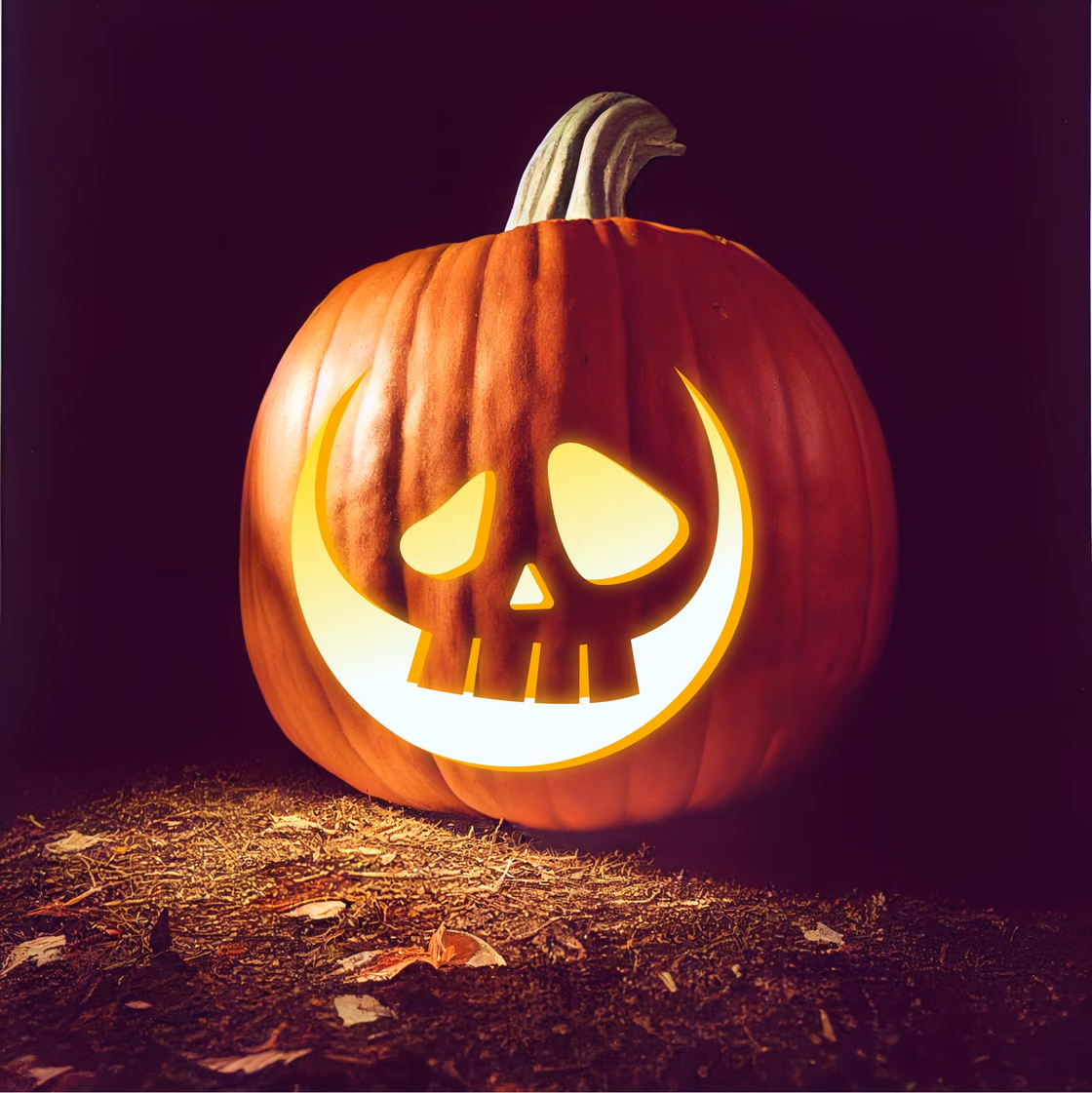 Skeleton pumpkin carving stencil, view 2