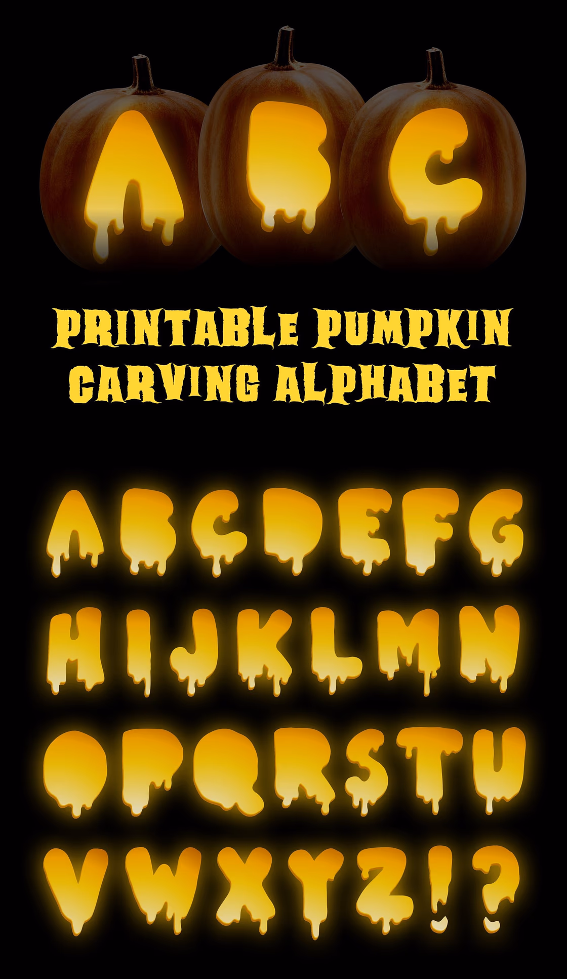 Slime Letters pumpkin carving stencil