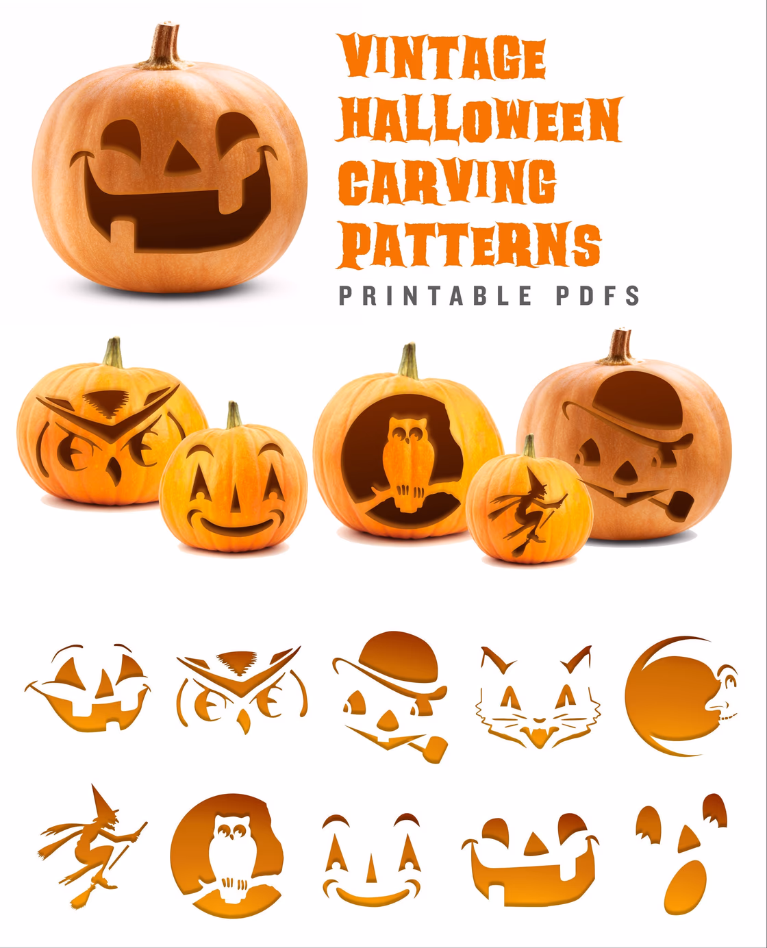 Vintage pumpkin carving stencil