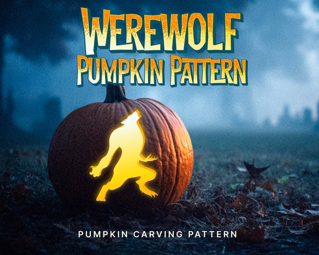 Werewolf pumpkin carving stencil