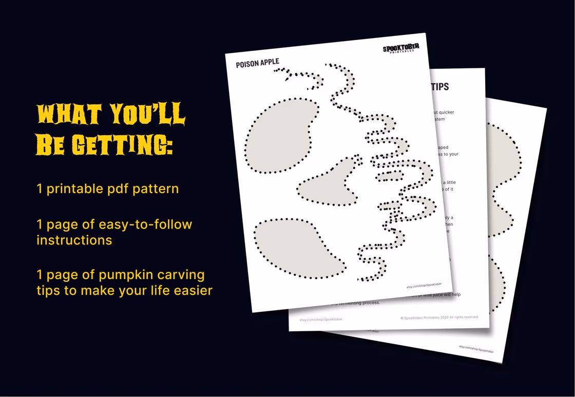 Witch pumpkin carving stencil, view 6