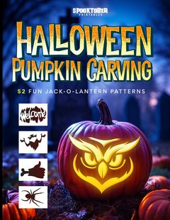 Halloween Pumpkin Carving: 52 Fun Jack-O-Lantern Patterns, paperback pattern book cover